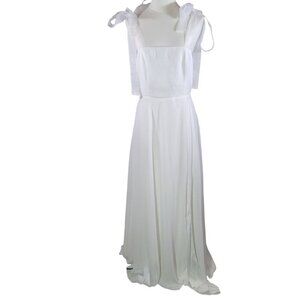 Lulus White Radiant Romance White Tie-Strap Maxi Dress Size M